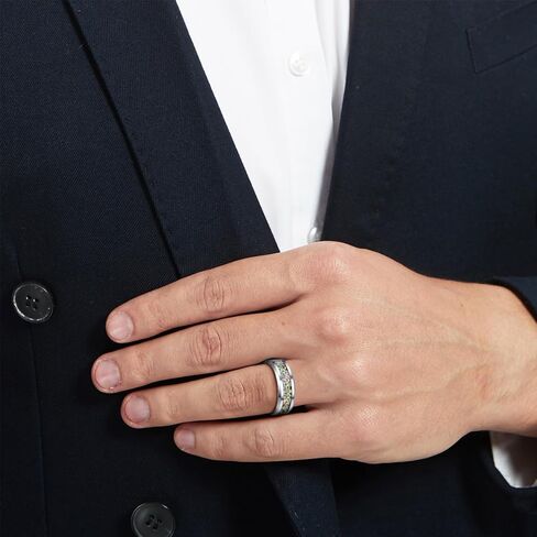 VAKKI 4mm 8mm Black Tungsten Rings Inlaid with Crushed Created Opal Wedding Engagement Band for Men Women Comfort Fit Size 4-12 in Kuwait