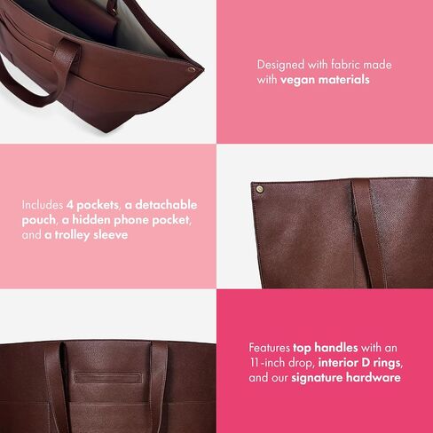 THIRTY-ONE Gifts Signature Tote Bag with Pockets, Faux Leather Tote-Bag Purse with Removable Pouch in Saudi Arabia