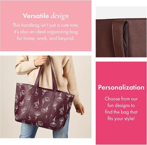 THIRTY-ONE Gifts Signature Tote Bag with Pockets, Faux Leather Tote-Bag Purse with Removable Pouch in Saudi Arabia