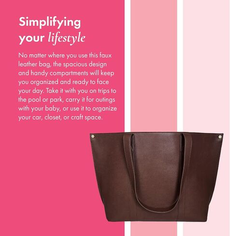 THIRTY-ONE Gifts Signature Tote Bag with Pockets, Faux Leather Tote-Bag Purse with Removable Pouch in Saudi Arabia
