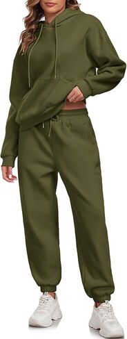 HOTIAN Womens 2 Piece Outfits Sweatsuit Oversized Hoodie Sweatshirt and Joggers Sweatpants Sets Tracksuit in Kuwait