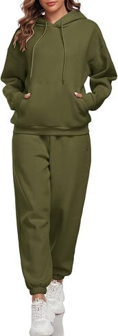 HOTIAN Womens 2 Piece Outfits Sweatsuit Oversized Hoodie Sweatshirt and Joggers Sweatpants Sets Tracksuit in Kuwait