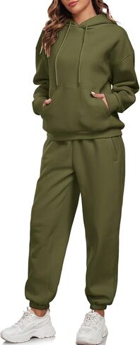 HOTIAN Womens 2 Piece Outfits Sweatsuit Oversized Hoodie Sweatshirt and Joggers Sweatpants Sets Tracksuit in Kuwait