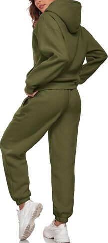 HOTIAN Womens 2 Piece Outfits Sweatsuit Oversized Hoodie Sweatshirt and Joggers Sweatpants Sets Tracksuit in Kuwait