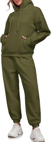 HOTIAN Womens 2 Piece Outfits Sweatsuit Oversized Hoodie Sweatshirt and Joggers Sweatpants Sets Tracksuit in Kuwait