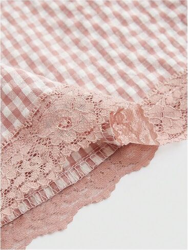 SOLY HUX Women's Plaid Contrast Lace Cami Tops Spaghetti Strap Y2k Camisole Tops in Saudi Arabia