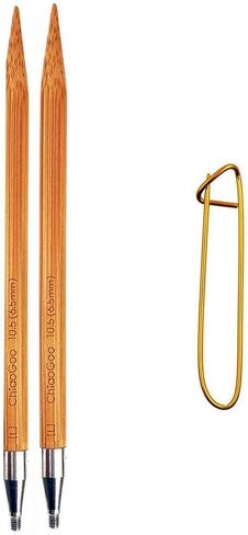 ChiaoGoo Bamboo 4 بوصة (10 سم) أطراف إبرة حياكة دائرية قابلة للتبديل مقاس أمريكي 2 (2.75 مم) حزمة مع 1 حامل غرز Artsiga Crafts 2504-2 in Kuwait