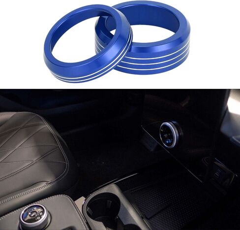 Media Volume Gear Shift Control Switch Knob Cover Ring for Ford Mach-E 2021-2024 Sturdy | Interior Decal Trim Blue 2 Pcs in Saudi Arabia