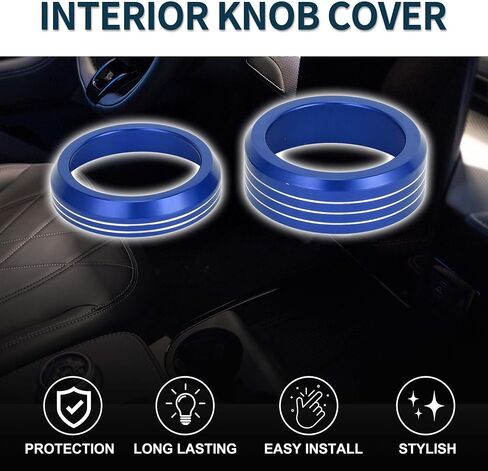 Media Volume Gear Shift Control Switch Knob Cover Ring for Ford Mach-E 2021-2024 Sturdy | Interior Decal Trim Blue 2 Pcs in Saudi Arabia