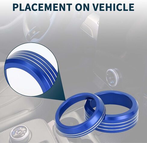 Media Volume Gear Shift Control Switch Knob Cover Ring for Ford Mach-E 2021-2024 Sturdy | Interior Decal Trim Blue 2 Pcs in Saudi Arabia