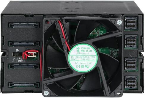 ICY DOCK 4 Bay 2.5 SAS/SATA HDD/SSD Metal Mobile Rack Enclosure for 5.25" Bay (with Fan Control) | ToughArmor MB607SP-B in Saudi Arabia