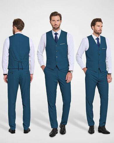 Men's 2-Piece Suit, Vest Pants Set for Men, Casual Waistcoat Trouser with Tie for Prom Wedding Homecoming in Kuwait