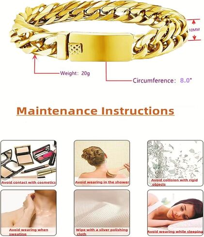 Mens Bracelets Cuban Link Friendship Bracelet Sturdy Chain Gifts for Christmas Father's Day Anniversary Graduation .(BC) in Saudi Arabia