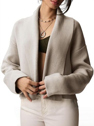 Saodimallsu Womens Cropped Cardigan Open Front Shawl 2024 Fall Trendy Long Sleeve Sweater Jacket in Saudi Arabia
