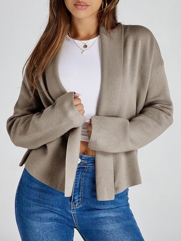 Saodimallsu Womens Cropped Cardigan Open Front Shawl 2024 Fall Trendy Long Sleeve Sweater Jacket in Saudi Arabia