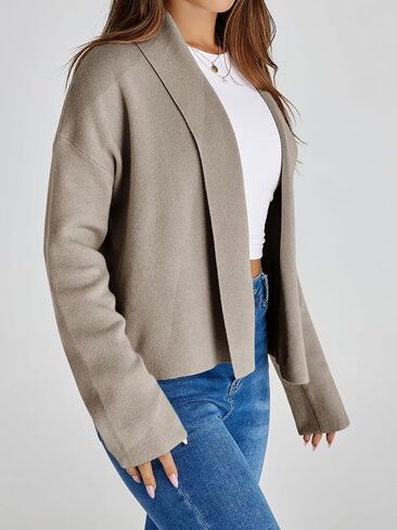 Saodimallsu Womens Cropped Cardigan Open Front Shawl 2024 Fall Trendy Long Sleeve Sweater Jacket in Saudi Arabia
