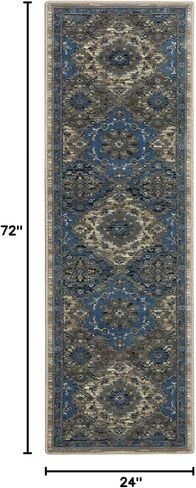 COZYLOOM 2x6 Vintage Floral Runner Rug Oriental Distressed Entryway Runner Boho Tribal Hallway Runners Non-Slip Kitchen Runners Bedroom Bedside Rug Runner Laundry Mat Home Decor Blue in Kuwait