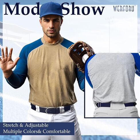 WERFORU Elastic Softball Belt Men/Youth Baseball Uniform Belt Stretch Softball Uniform Belt for Men/Youth with Silver Buckle in Kuwait