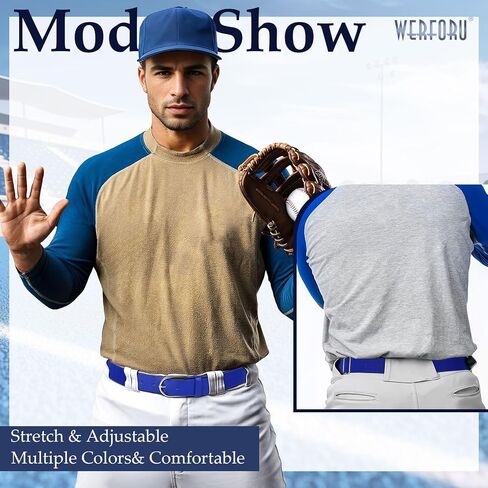 WERFORU Elastic Softball Belt Men/Youth Baseball Uniform Belt Stretch Softball Uniform Belt for Men/Youth with Silver Buckle in Kuwait