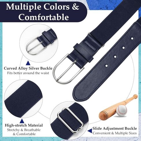 WERFORU Elastic Softball Belt Men/Youth Baseball Uniform Belt Stretch Softball Uniform Belt for Men/Youth with Silver Buckle in Kuwait