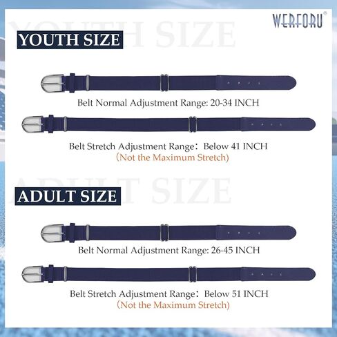 WERFORU Elastic Softball Belt Men/Youth Baseball Uniform Belt Stretch Softball Uniform Belt for Men/Youth with Silver Buckle in Kuwait