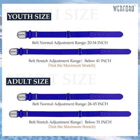 WERFORU Elastic Softball Belt Men/Youth Baseball Uniform Belt Stretch Softball Uniform Belt for Men/Youth with Silver Buckle in Kuwait