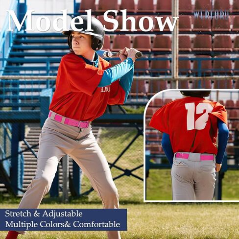 WERFORU Elastic Softball Belt Men/Youth Baseball Uniform Belt Stretch Softball Uniform Belt for Men/Youth with Silver Buckle in Kuwait