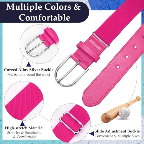 WERFORU Elastic Softball Belt Men/Youth Baseball Uniform Belt Stretch Softball Uniform Belt for Men/Youth with Silver Buckle in Kuwait