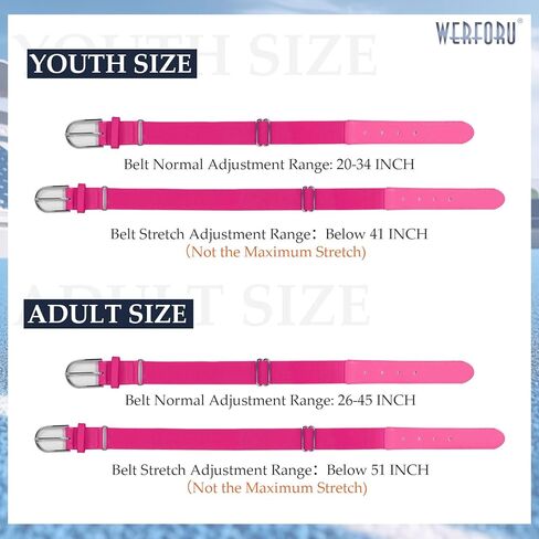 WERFORU Elastic Softball Belt Men/Youth Baseball Uniform Belt Stretch Softball Uniform Belt for Men/Youth with Silver Buckle in Kuwait