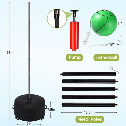 مجموعة كرة حبل شديدة التحمل من GADFISH مع كرة وحبل، أعمدة كرة حبل بارتفاع قابل للتعديل، قاعدة حامل مطورة، مجموعة كرة حبل محمولة للأنشطة العائلية الممتعة للفناء الخلفي الداخلي والخارجي، الحديقة، الشاطئ in Kuwait