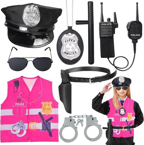 Kyson 8Pcs Police Costume Kit for Boys Police Officer Cop Dress Up Accessories Halloween Career Day in Saudi Arabia