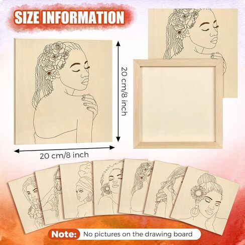 Humyoun 12 Sets Pre Drawn Wooden Panels for Painting Craft for Adult Sip and Paint Kit 8 x 8 Inch Pre Printed Wood Panels Kit for Beginners, Adults, Party Favor and DIY Crafts(Women Style) in Saudi Arabia