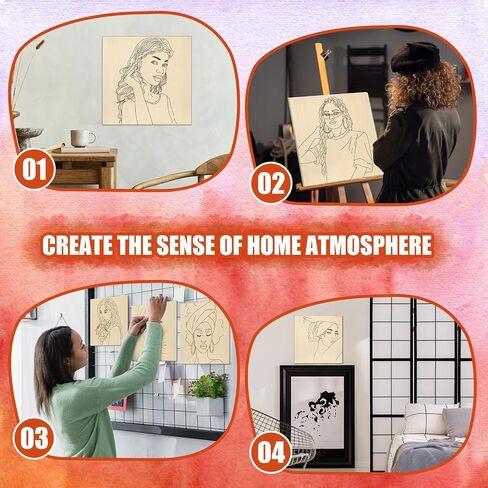 Humyoun 12 Sets Pre Drawn Wooden Panels for Painting Craft for Adult Sip and Paint Kit 8 x 8 Inch Pre Printed Wood Panels Kit for Beginners, Adults, Party Favor and DIY Crafts(Women Style) in Saudi Arabia