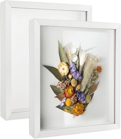 2 قطعة إطار صندوق الظل 11 × 14 صندوق عرض الظل 1.2 بوصة عمق داخلي صندوق ظلال الزهور كبير صندوق الظل إطار الصورة إطار صندوق الظل الخشبي مع باب للجدار وعرض الطاولة (أبيض) in Saudi Arabia