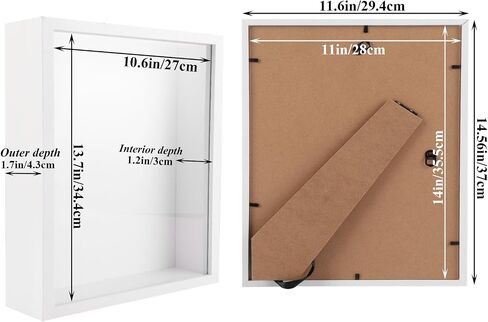 2 قطعة إطار صندوق الظل 11 × 14 صندوق عرض الظل 1.2 بوصة عمق داخلي صندوق ظلال الزهور كبير صندوق الظل إطار الصورة إطار صندوق الظل الخشبي مع باب للجدار وعرض الطاولة (أبيض) in Saudi Arabia