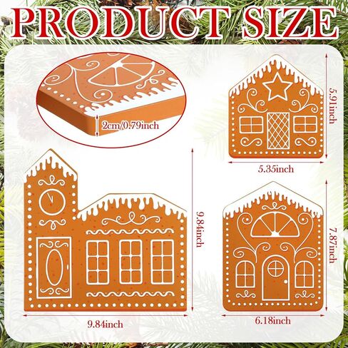 3 قطع من ديكور منزل الزنجبيل لعيد الميلاد، علامة خشبية لبيت الزنجبيل، صورة ظلية لمنزل الزنجبيل، زخارف على سطح الطاولة لعيد الميلاد، مدفأة، رف، صينية متدرجة، ديكور in Kuwait