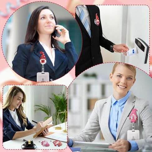 XunYee 8 قطع عيد الميلاد شارة بكرة قابل للسحب جنوم الاكريليك بريق عطلة شارة بكرات قابل للسحب لطيف عيد الميلاد ندفة الثلج اسم معرف عطلة شارة حامل مع مقطع التمساح للممرضات in Kuwait