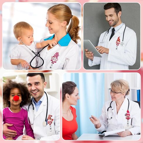 XunYee 8 قطع عيد الميلاد شارة بكرة قابل للسحب جنوم الاكريليك بريق عطلة شارة بكرات قابل للسحب لطيف عيد الميلاد ندفة الثلج اسم معرف عطلة شارة حامل مع مقطع التمساح للممرضات in Kuwait