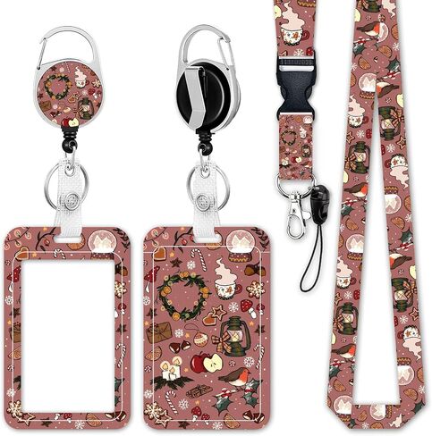 ID Badge Holder with Lanyard,Christmas Theme Badge Holder with Lanyard Badge Holders ID Card Holders for Badges Badge Holder for Women Teacher ID Badge Holder Cute Lanyards for ID Badges in Kuwait