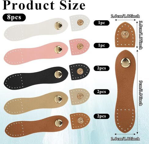 8Pcs Leather Snap Buckles Leather Snap 5 Colors Leather Tab Closure Suitable for Wallet Bag Holder,Laptop Wallet Making DIY Craft in Saudi Arabia