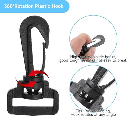 DIVINA VITAE 15Pcs Plastic Clips for Straps, 1 Inch Swivel Hook Nylon Webbing Hook Clip Plastic Clip for Repair Or Replace Damaged Hooks in Saudi Arabia