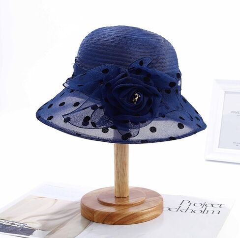 Wooee Fascinator قبعات الكنيسة الأورجانزا الكنيسة قبعة الشمس واسعة كوكتيل الشاي حفل زفاف الصيف هاري الملحقات الأزرق in Kuwait