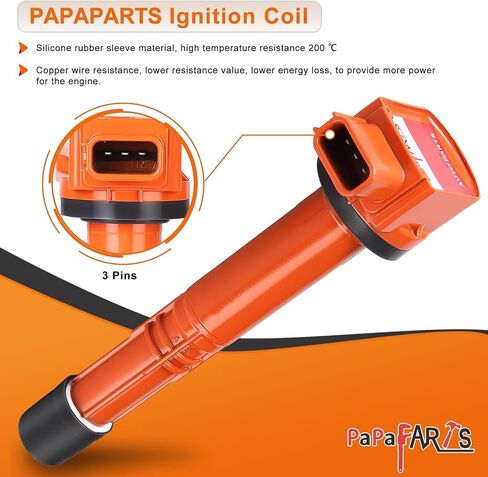 مجموعة من 4 ملفات إشعال UF311 وقابس إشعال إيريديوم متوافق مع Acura CSX RSX Honda Accord Civic CR-V Element Pilot 2.0L 2.4L 3.5L in Kuwait