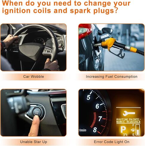 مجموعة من 4 ملفات إشعال UF311 وقابس إشعال إيريديوم متوافق مع Acura CSX RSX Honda Accord Civic CR-V Element Pilot 2.0L 2.4L 3.5L in Kuwait