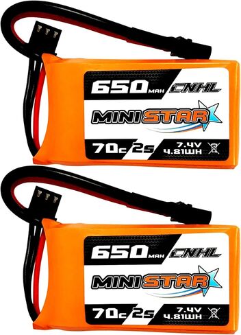 بطارية ليبو CNHL 650 مللي أمبير 7.4 فولت 2 ثانية 70C (بحد أقصى 140C) مع قابس XT30U لـ 120 حجم FPV Torrent 110 Inductrix FPV Racing Drone مثل EMAX Tinyhawk 2 Tiny Whoop scx24 (عبوتان) in Kuwait