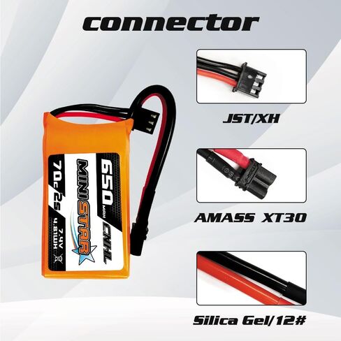 بطارية ليبو CNHL 650 مللي أمبير 7.4 فولت 2 ثانية 70C (بحد أقصى 140C) مع قابس XT30U لـ 120 حجم FPV Torrent 110 Inductrix FPV Racing Drone مثل EMAX Tinyhawk 2 Tiny Whoop scx24 (عبوتان) in Kuwait