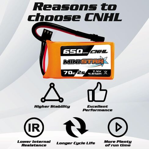 بطارية ليبو CNHL 650 مللي أمبير 7.4 فولت 2 ثانية 70C (بحد أقصى 140C) مع قابس XT30U لـ 120 حجم FPV Torrent 110 Inductrix FPV Racing Drone مثل EMAX Tinyhawk 2 Tiny Whoop scx24 (عبوتان) in Kuwait