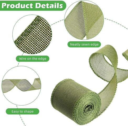 WILLBOND 6 Rolls 33 Yards Christmas Burlap Ribbon Fabric Wired Edge Ribbon Green Red Natural Ribbon Xmas Craft Ribbon Farmhouse Decorative Ribbon for DIY Christmas Holiday Decor (1'') in Saudi Arabia