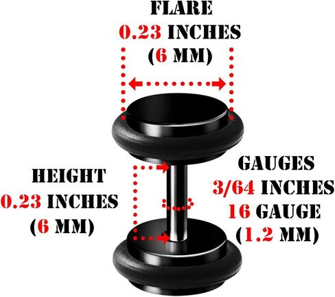 BIG GAUGES 2 Pairs 316L Surgical Steel Anodized Fake Plugs Piercing Jewelry Fake Ear Plugs Cheater Earring Stretching Lobe in Kuwait