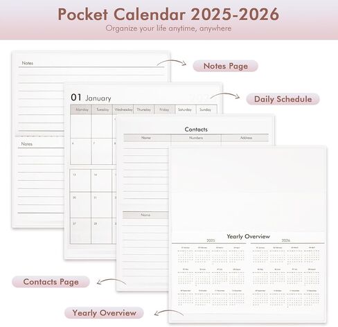 Pocket Calendar 2025-2026,Small Pocket Planner 2025-2026 for Purse3.5x6.5In, 24 Month Organizer from Jan 2025 -December 2026 (Bulterfly) in Saudi Arabia